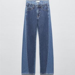 CONTRASTING HIGH-WAISTED ZW STRAIGHT LEG JEANS